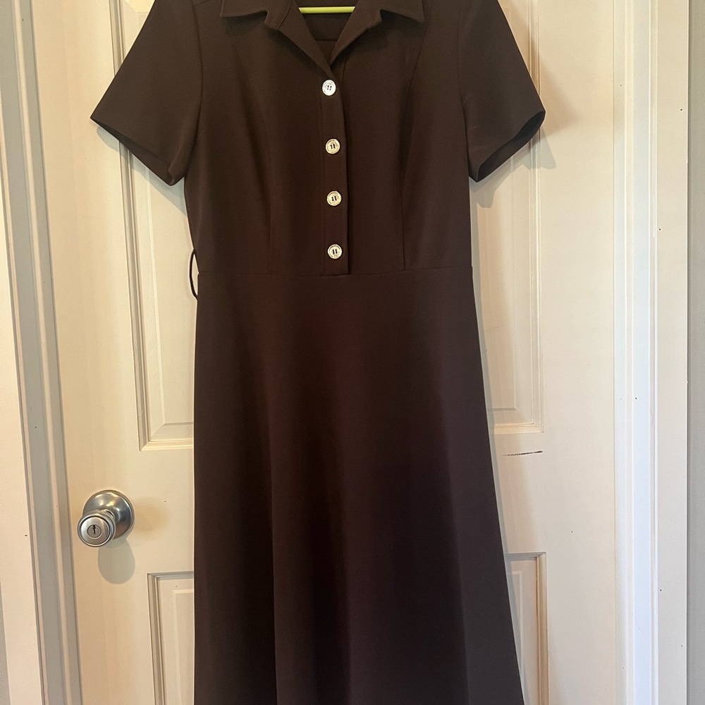 Tommy Hilfiger Short-Sleeve Belted Shirtdress in Brown